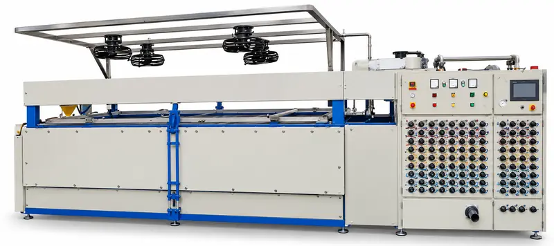 ATC thermoforming machine with heater bank and control panel